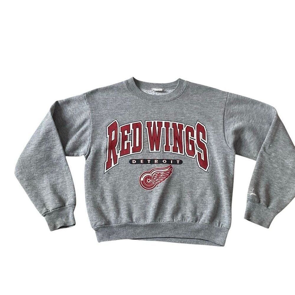 VTG Detroit Red Wings Sweatshirt Kids 6-8 NHL Hockey 1990s Crew Neck LGRW 90s